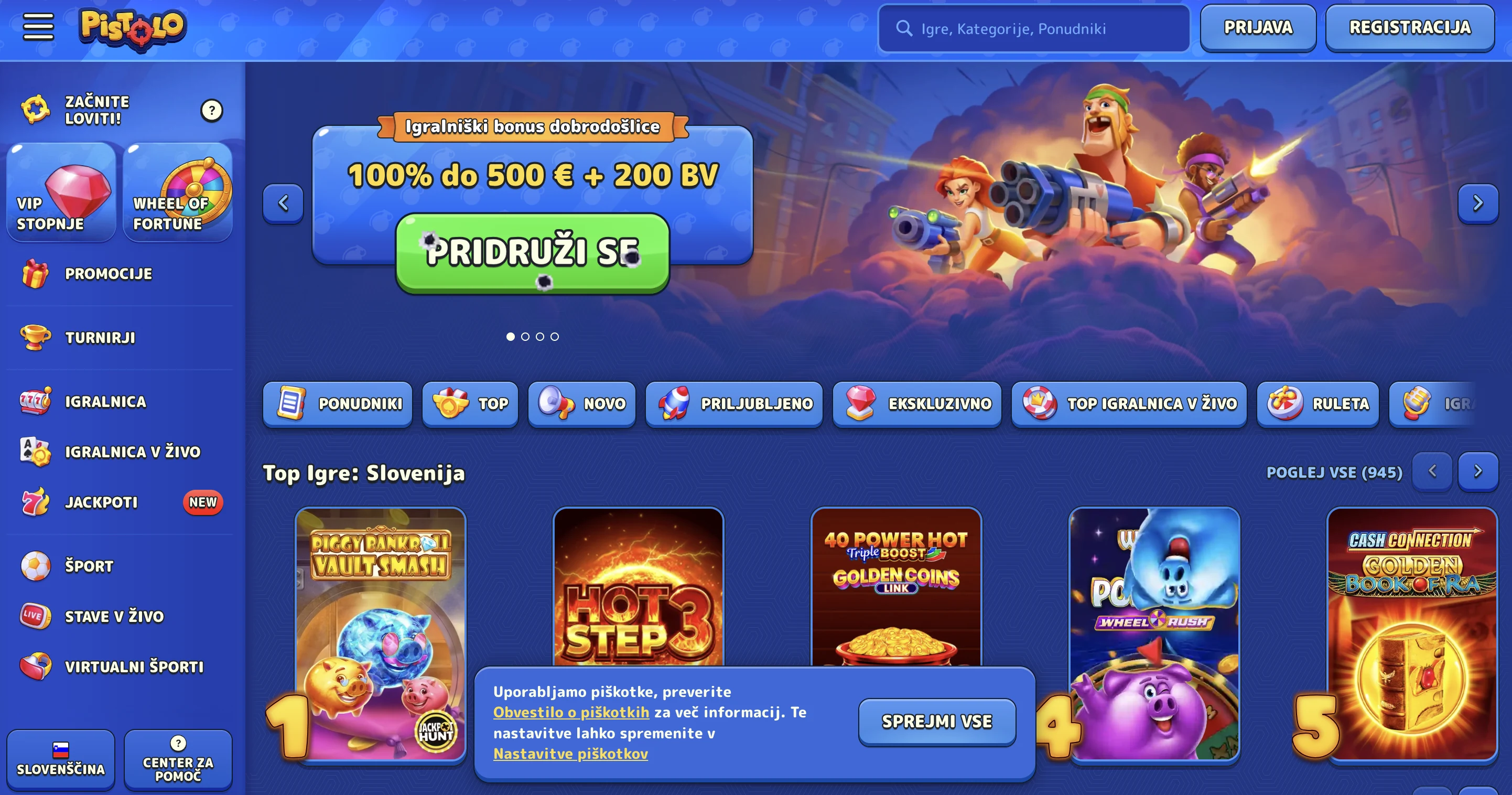 Pistolo casino domača stran z bonusom