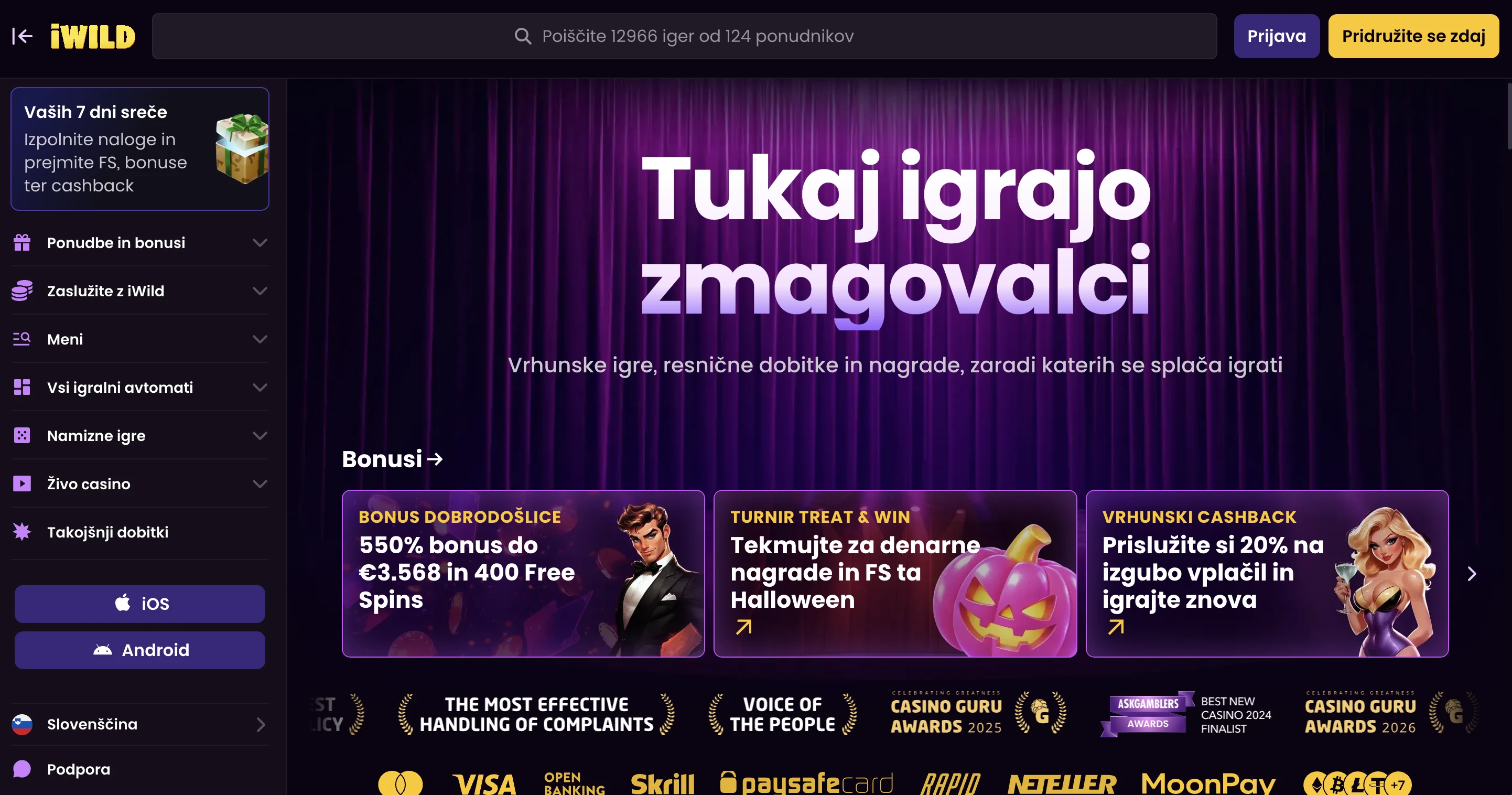 iWild casino domača stran